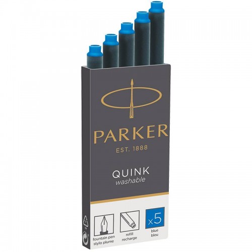 Синие неводостойкие картриджи Parker (Паркер) Quink Cartridges Washable Blue 5 шт в Новосибирске
