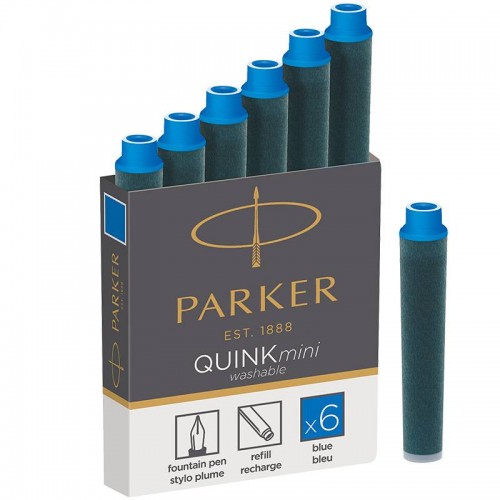 Синие неводостойкие картриджи Parker (Паркер) Quink Mini Cartridges Washable Blue 6шт в Новосибирске
