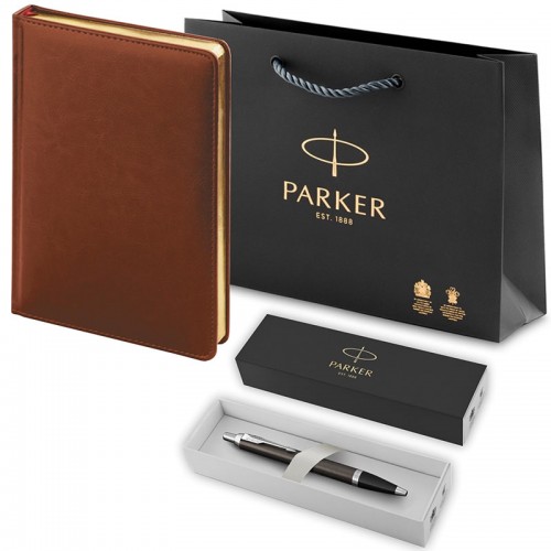 Набор Parker IM Core Dark Espresso CT из шариковой ручки и ежедневника коричневого цвета в Новосибирске