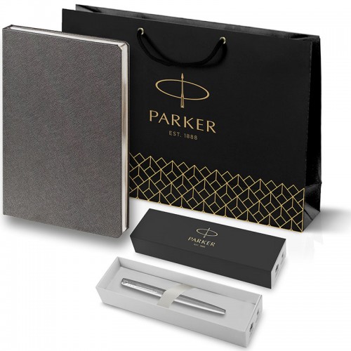 Набор Parker Jotter Stainless Steel CT из перьевой ручки и серого ежедневника в Новосибирске