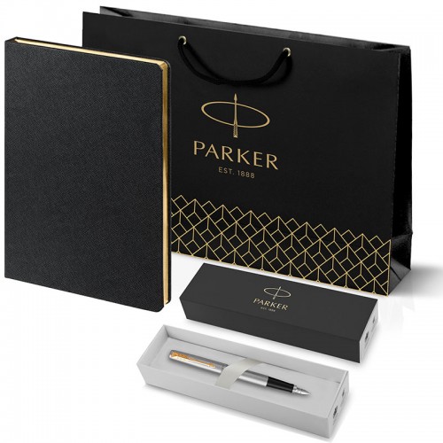 Набор Parker Jotter Stainless Steel GT из перьевой ручки и черного ежедневника недатированного в Новосибирске