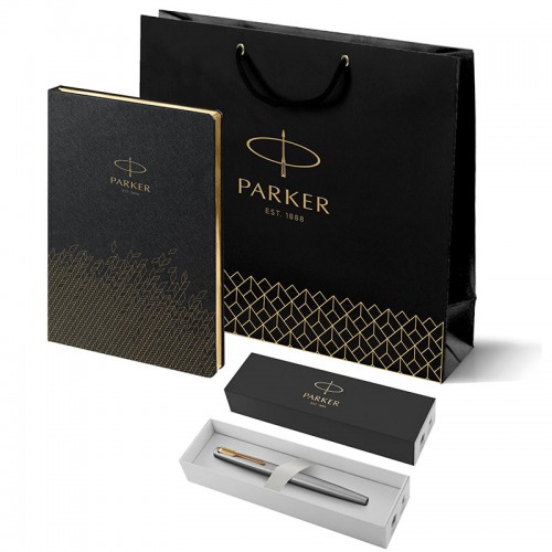 Набор Parker Jotter Stainless Steel GT из перьевой ручки и ежедневника недатированного черного цвета в Новосибирске