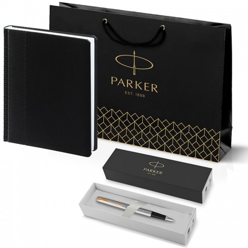 Набор Parker Jotter Stainless Steel GT из перьевой ручки и ежедневника черного цвета в Новосибирске