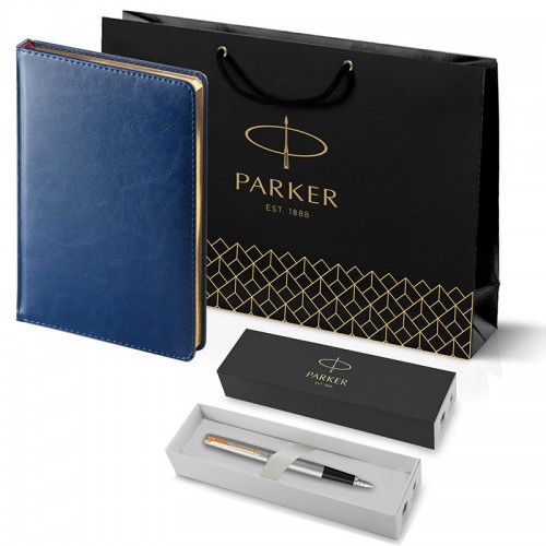 Набор Parker Jotter Stainless Steel GT из перьевой ручки и синего ежедневника недатированного в Новосибирске