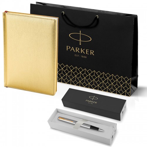 Набор Parker Jotter Stainless Steel GT из перьевой ручки и золотого ежедневника недатированного в Новосибирске
