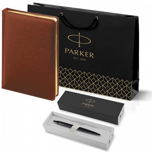 Набор Parker Jotter XL SE20 Monochrome Black из шариковой ручки и ежедневника коричневого цвета в Новосибирске