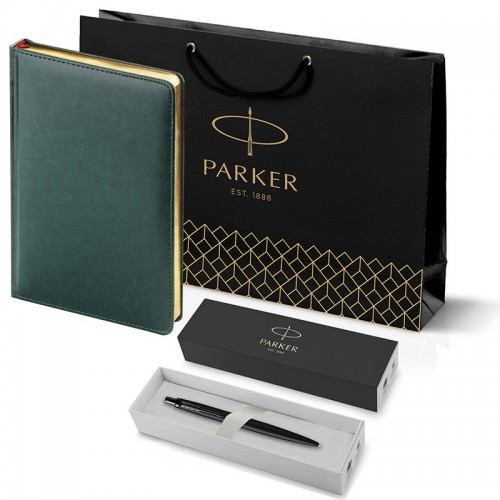 Набор Parker Jotter XL SE20 Monochrome Black из шариковой ручки и ежедневника зеленого цвета в Новосибирске
