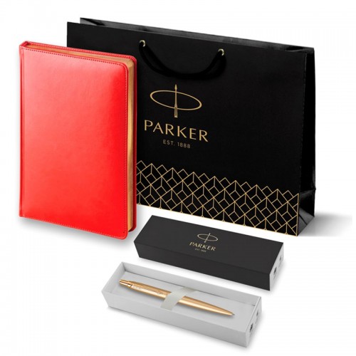 Набор Parker Jotter XL SE20 Monochrome Gold из шариковой ручки и ежедневника красного цвета в Новосибирске
