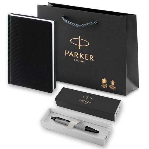 Набор Parker IM Achromatic Matte Grey BT из шариковой ручки и ежедневника черного цвета в Новосибирске