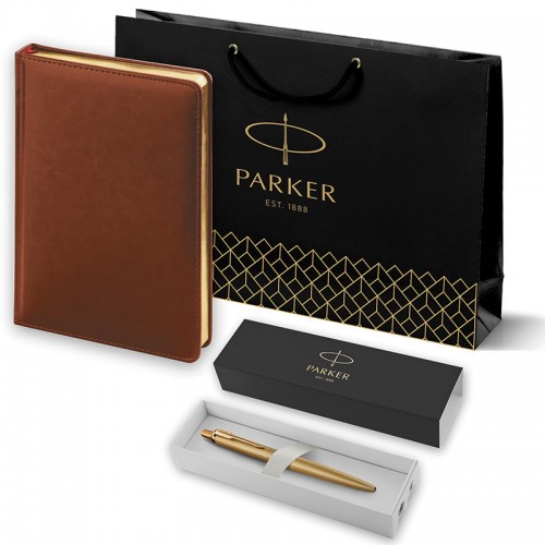Набор Parker Jotter XL SE20 Monochrome Gold из шариковой ручки и ежедневника коричневого цвета в Новосибирске