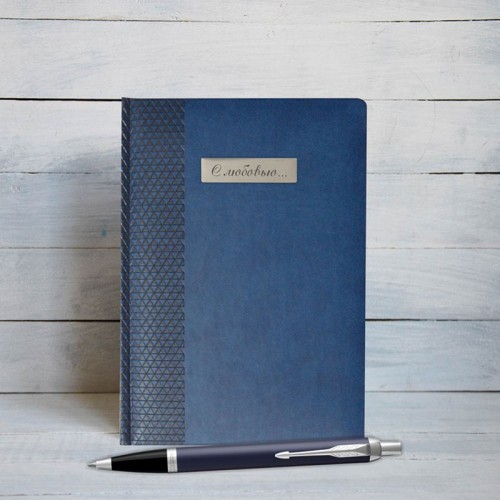 Набор Parker IM Metal Blue CT из шариковой ручки и ежедневника синего цвета в Новосибирске