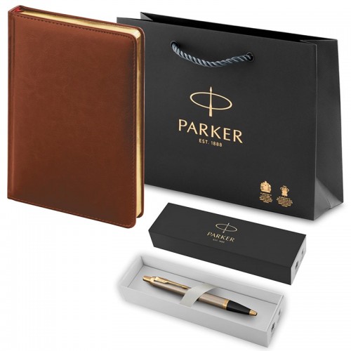Набор Parker IM Brushed Metal GT из шариковой ручки и ежедневника коричневого цвета в Новосибирске